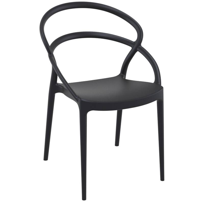 32.25" Black Outdoor Patio Round Dining Chair