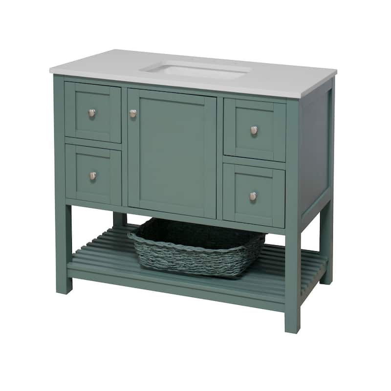 KitchenBathCollection Lakeshore 42" Bathroom Vanity with Engineered White Top