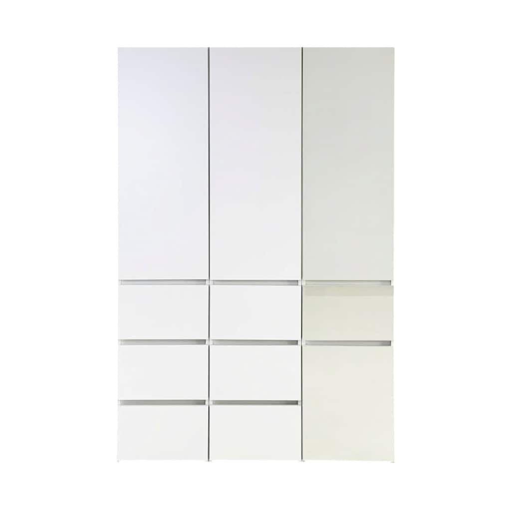 Ely Closet Cabinet Set, Mirrored Front, 7 Drawers, 71 Inch, White Wood
