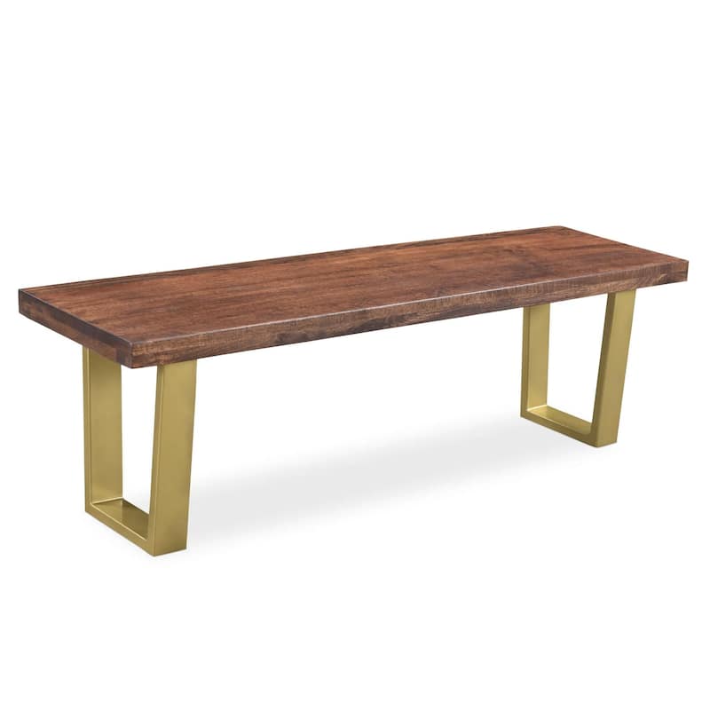 Honey Finish Mango Wood Bench with Brass Legs - 60"