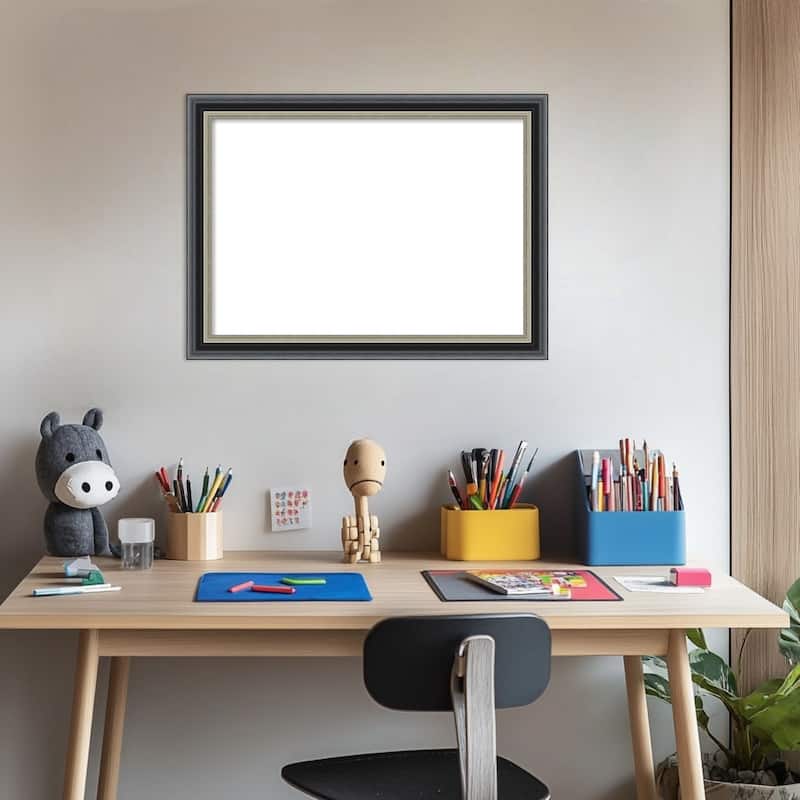 Amanti Art Theo Black Silver Framed Dry Erase Magnetic Board
