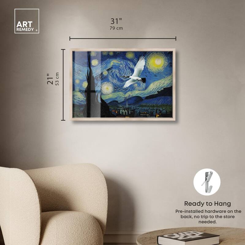Crane Starry Night Shadowbox by Art Remedy