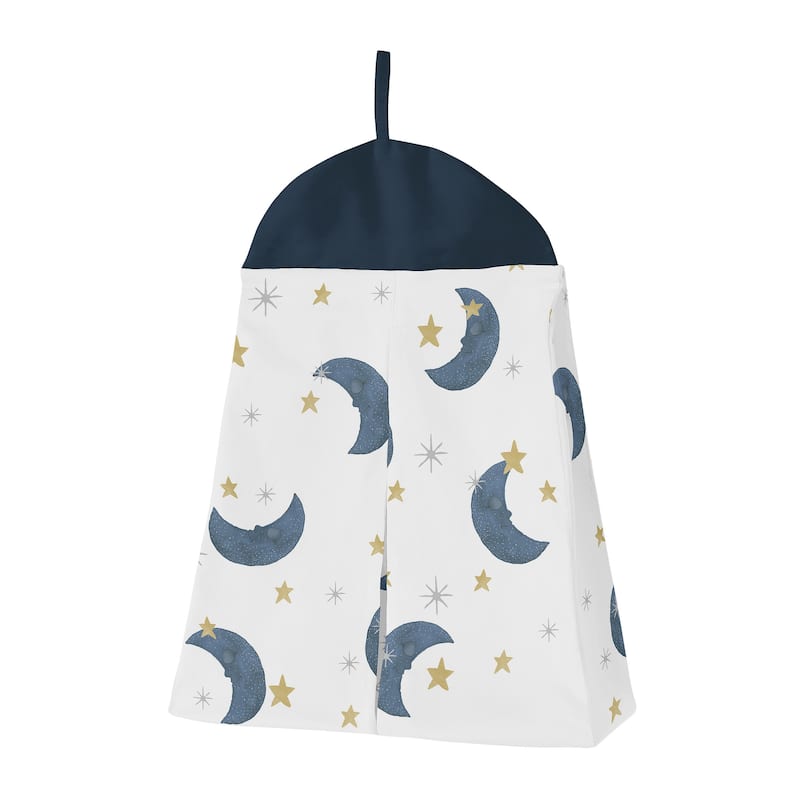 Woodland Bear and Owl Boy or Girl 4pc Nursery Crib Bedding Set - Navy Blue Grey Gold Black Celestial Moon Star Watercolor Forest