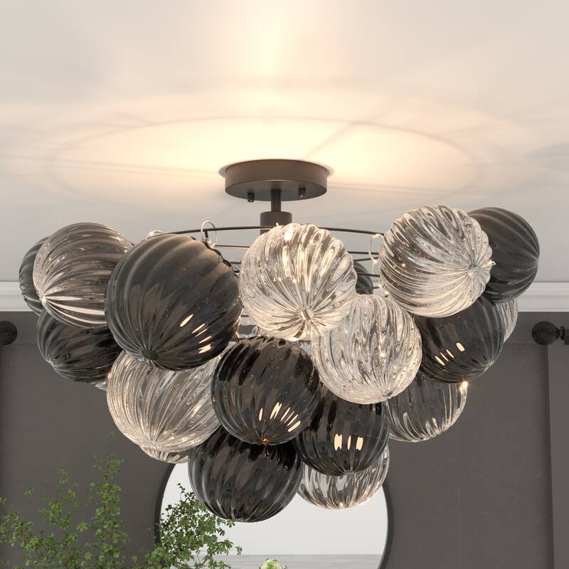 Eroile 1-light Modern Dimmable Glass Flush Mount Ceiling Lighting - 1-light