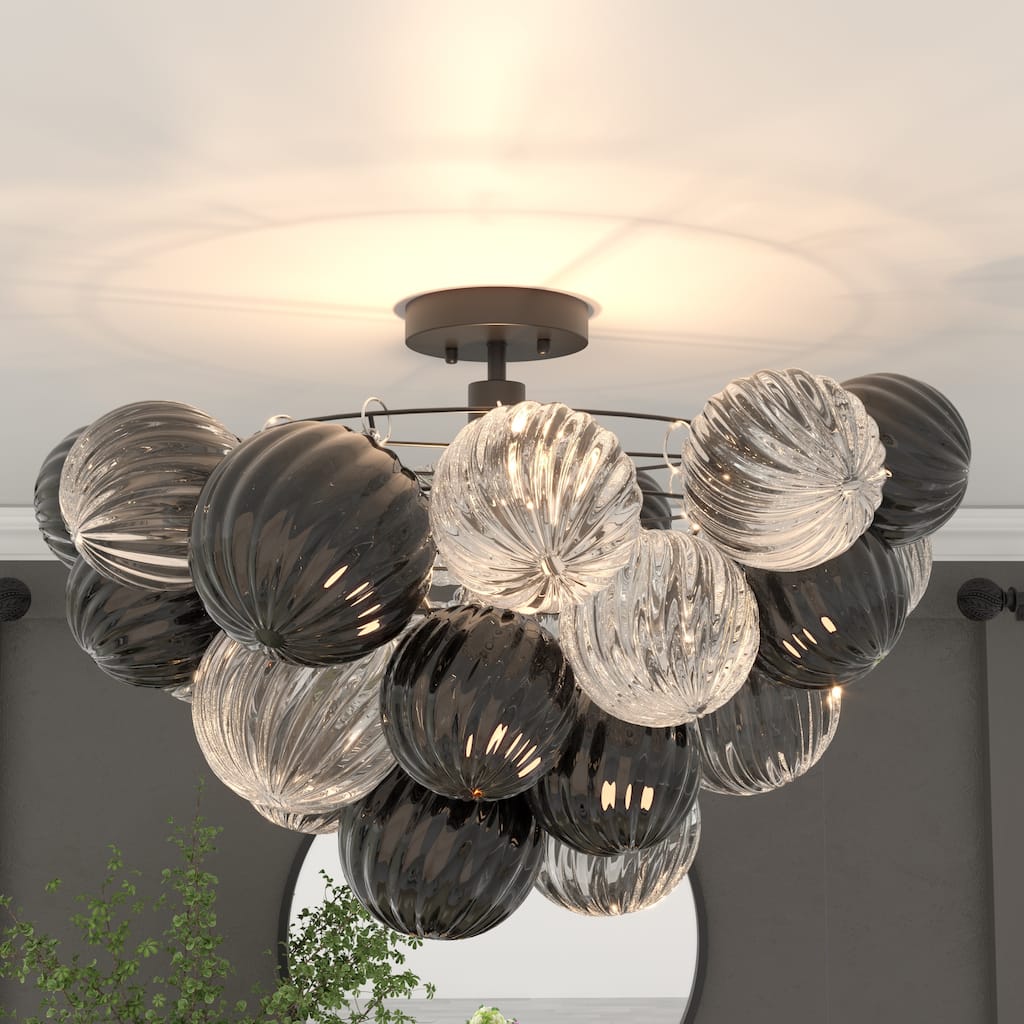 Eroile 1-light Modern Dimmable Glass Flush Mount Ceiling Lighting