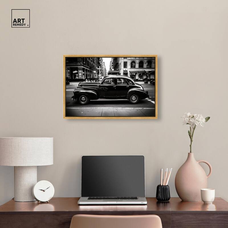 Vintage Car in New York Canvas by Art Remedy