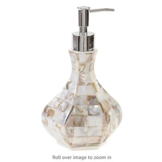 Creative Scents Milano Mother of Pearl Hand Soap Dispenser - Beige/White - White/Beige