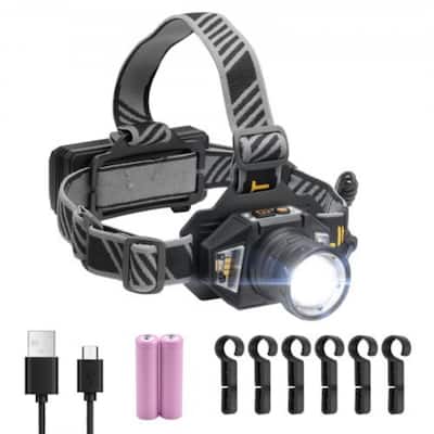 Black LED Headlamp with 16 Modes, Motion Sensor and Rechargeable Battery - 3.62 x 2.56 x 2.76 inches
