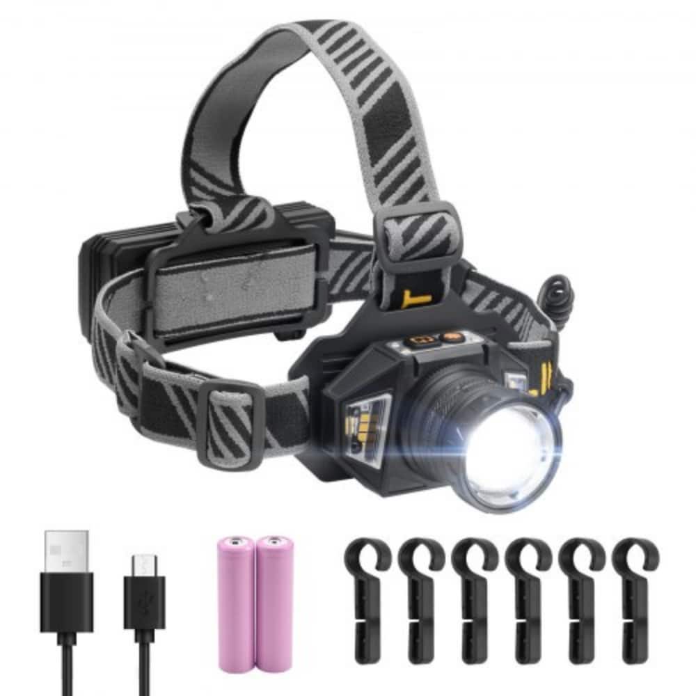 Black LED Headlamp with 16 Modes, Motion Sensor and Rechargeable Battery - 3.62 x 2.56 x 2.76 inches