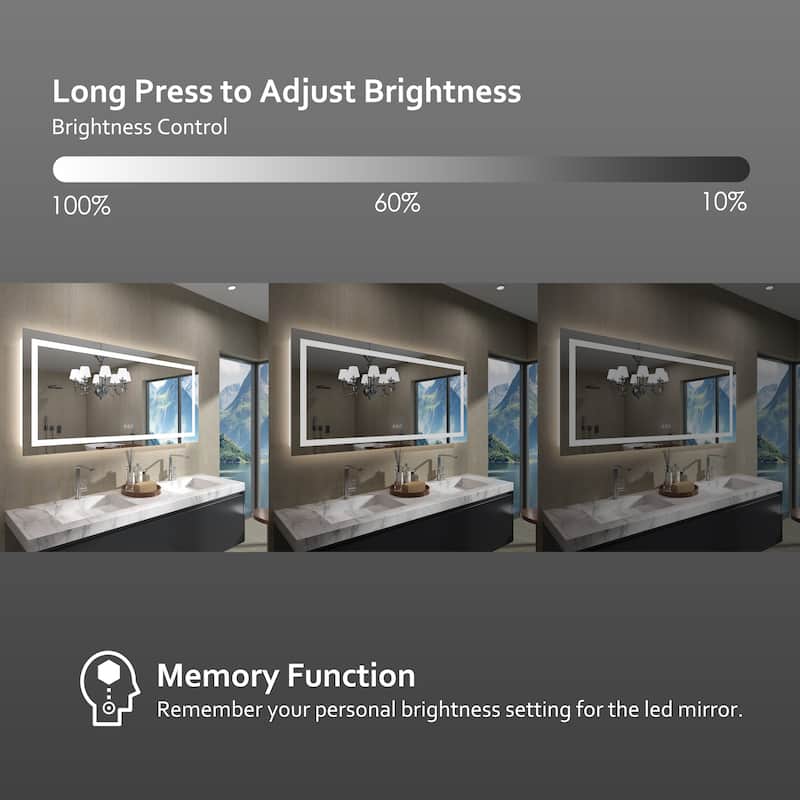 QuivaraView LED lights Frameless Wall Mounted Bathroom Vanity Mirror