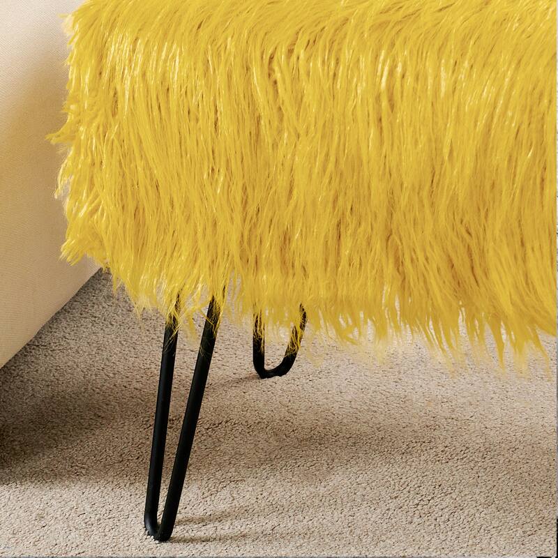 Mongolian Fauxfur Ottoman