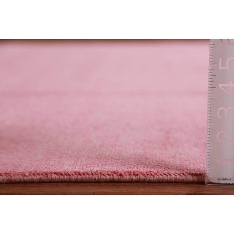 Hand Knotted Oriental 100% Wool Carpet Modern Solid Pink Gabbeh Area Rug - 12' 2'' X 9' 0''