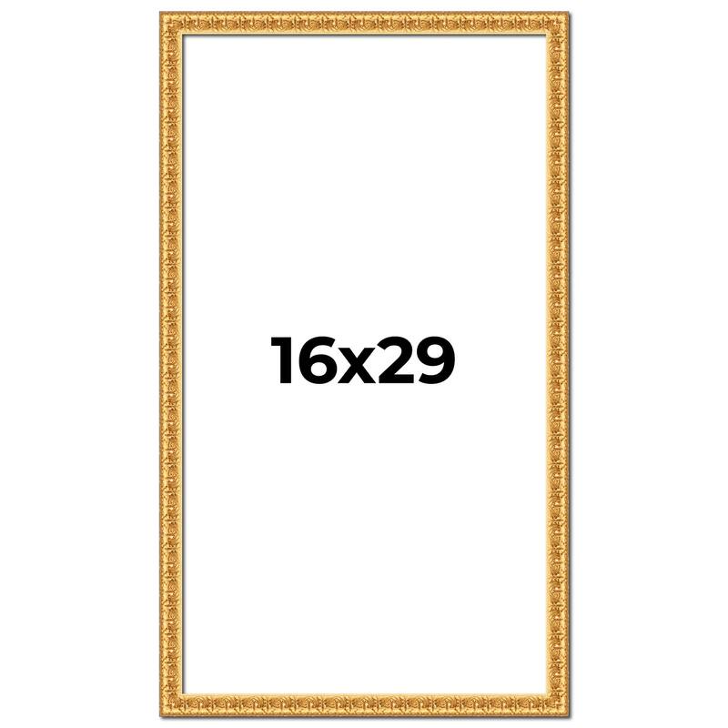 16x29 Frame Gold Real Wood Picture Frame Width 1 inches | Interior