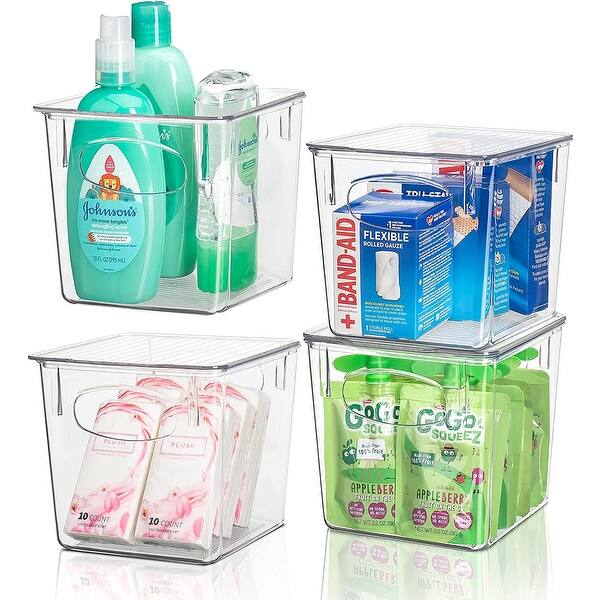 Sorbus Clear Plastic Organizer Storage Bin Containers with Handle and ...