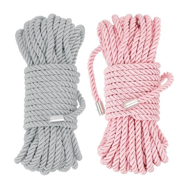 Nylon Soft Rope Cord Braided Rope 32ft Cord Rope Black Purple 2 Pack ...