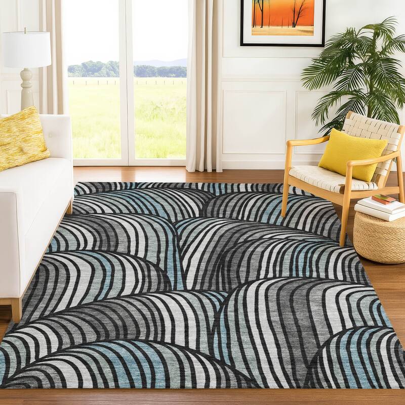 Machine Washable Indoor/ Outdoor Modern Parsons Chantille Rug
