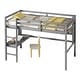 preview thumbnail 9 of 22, Elegant Twin Loft Bed with built-in desk and bookcase of three compartments, Guardrails and Ladder, Maximized Space