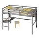 preview thumbnail 7 of 11, Grey Twin Size Wood Loft Bed with Desk, Shelves, and Guardrail