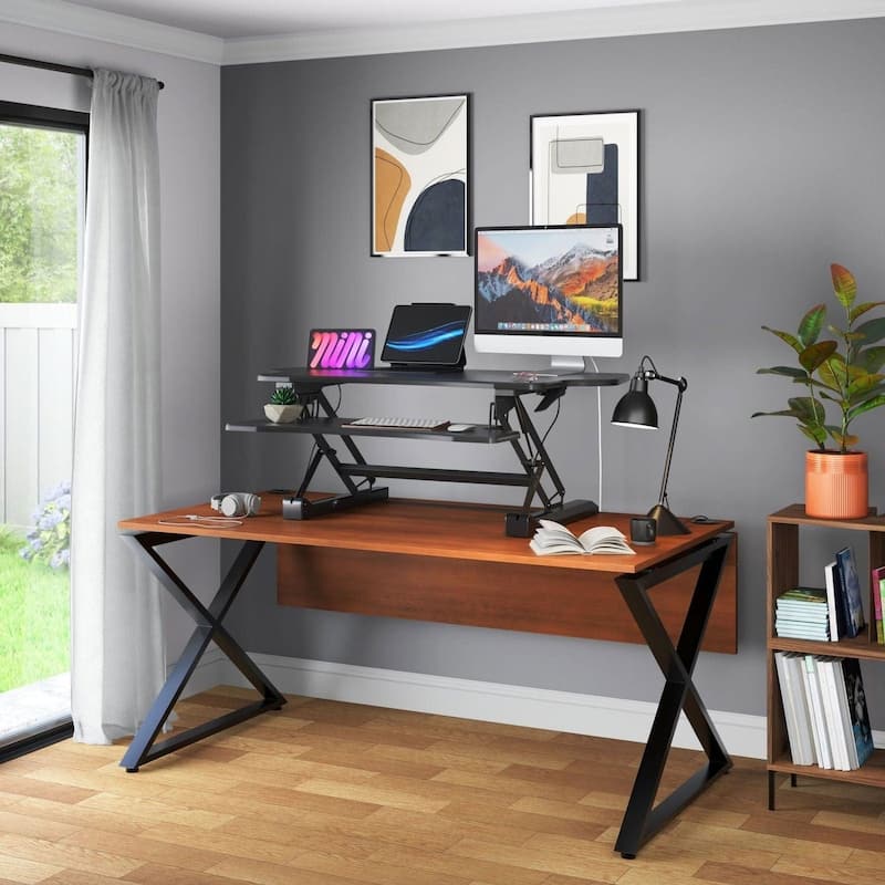 Mount-It! Height Adjustable Standing Desk Converter | Extra Wide 48 inches - Black