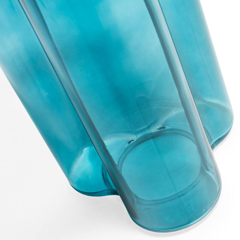 Modern Artistic Flower Glass Round Coffee Table Side Table
