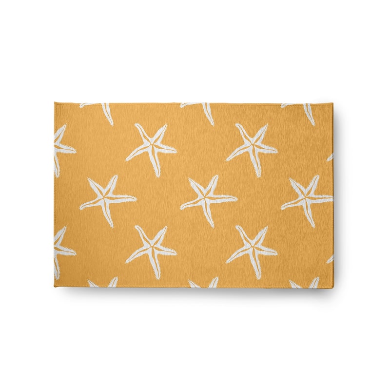 Starfish Beach Style Chenille Area Rug - Egg Yolk Yellow - 24" 36"
