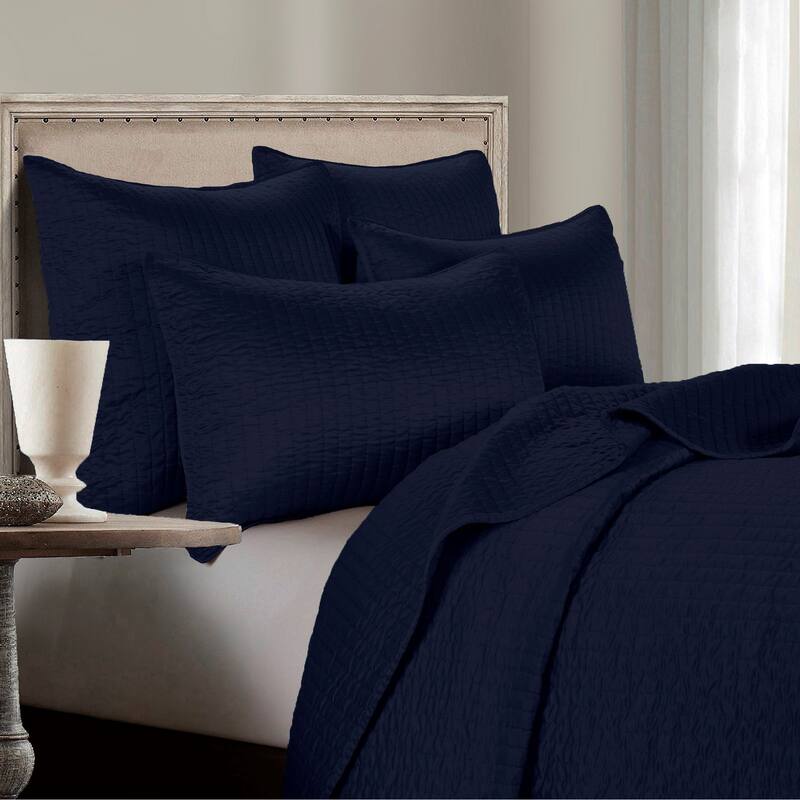 Indigo Hill by HiEnd Accents Satin Channel Quilt Set, 3PC - Blue - King