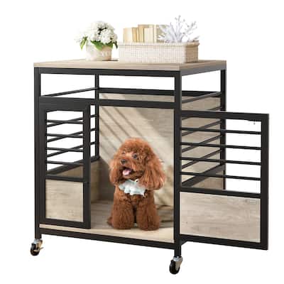 Moasis Dog Pet Crate With Lockable Entrance and Wheel