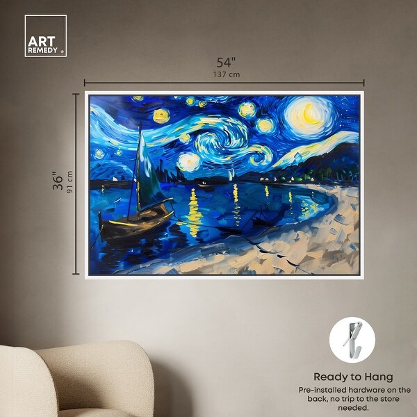 Art Remedy Whimsical Night Sail Framed Impressionism 1 Piece