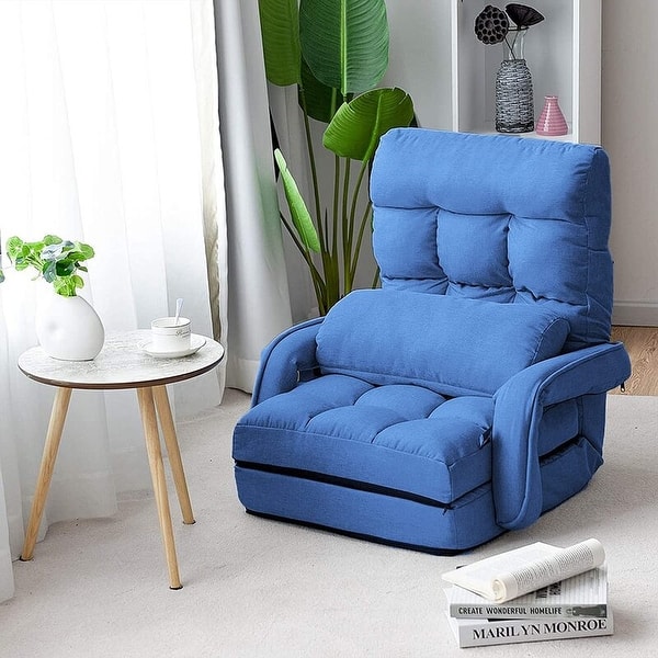slide 2 of 18, Adjustable 6-Position Floor Chair Folding Lazy Gaming Sofa