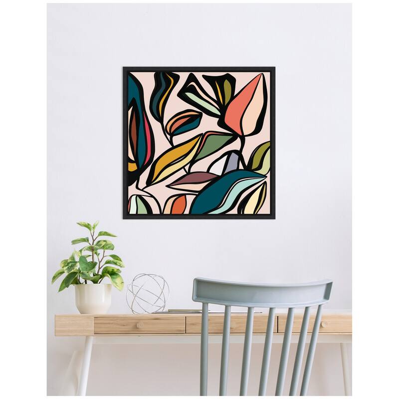 Kate and Laurel Fanciful Ficus SQ Expansion by Alicia Bock Framed Canvas Wall Art Print