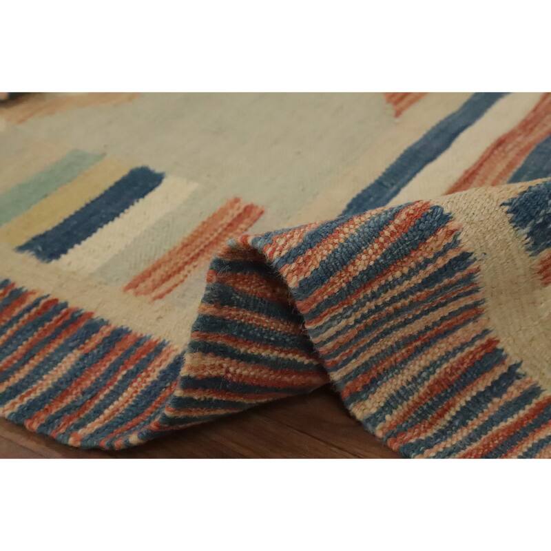 Hand Woven Oriental 100% Wool Carpet Southwestern Tribal Multi-Colored Kilim Area Rug - 6' 9'' X 4' 11''
