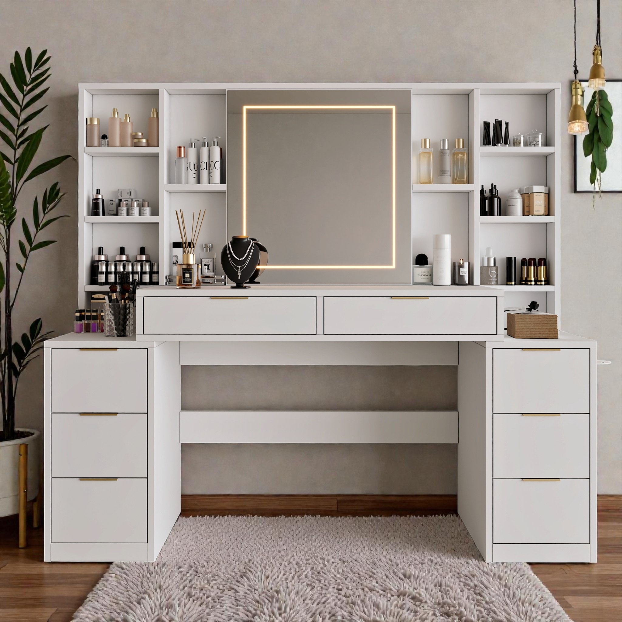 modern white dressing table with drawers 59