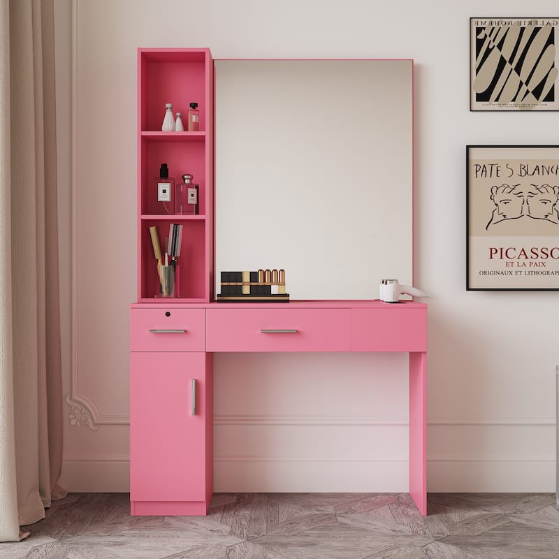 With concise design,Salon Station Barber Stations Styling Station Barber Beauty Spa Salon Equipment Set with Mirror