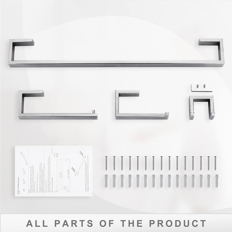 WOWOW Modern Style 4-Piece Bathroom Hardware Set with Installation Accessories