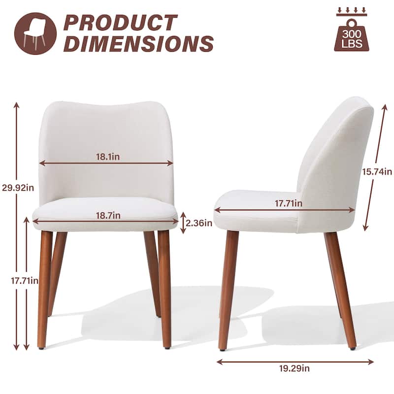 Modern Upholstered Dining Chairs with Padded Seat and Wood Legs