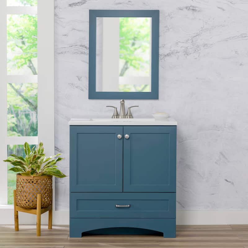 Spring Mill Cabinets Emlyn 30.5" Bathroom Vanity With Drawer and White Sink Top
