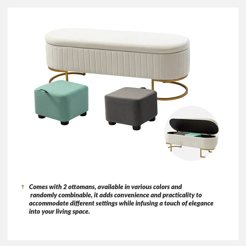 David Modern Upholstered Flip Top Storage Bench with Ottoman by HULALA HOME