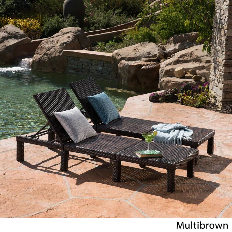 Jamaica Outdoor Chaise Lounges (Set of 2) by Christopher Knight Home - multibrown