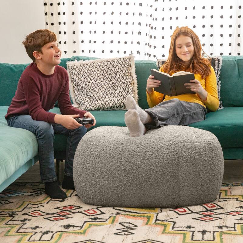 Jaxx Ellis Pouf - Modern Shearling Faux-Lamb Plush Fleece Ottoman