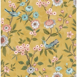 Fine Decor Elspeth Mustard Floral Trail Wallpaper