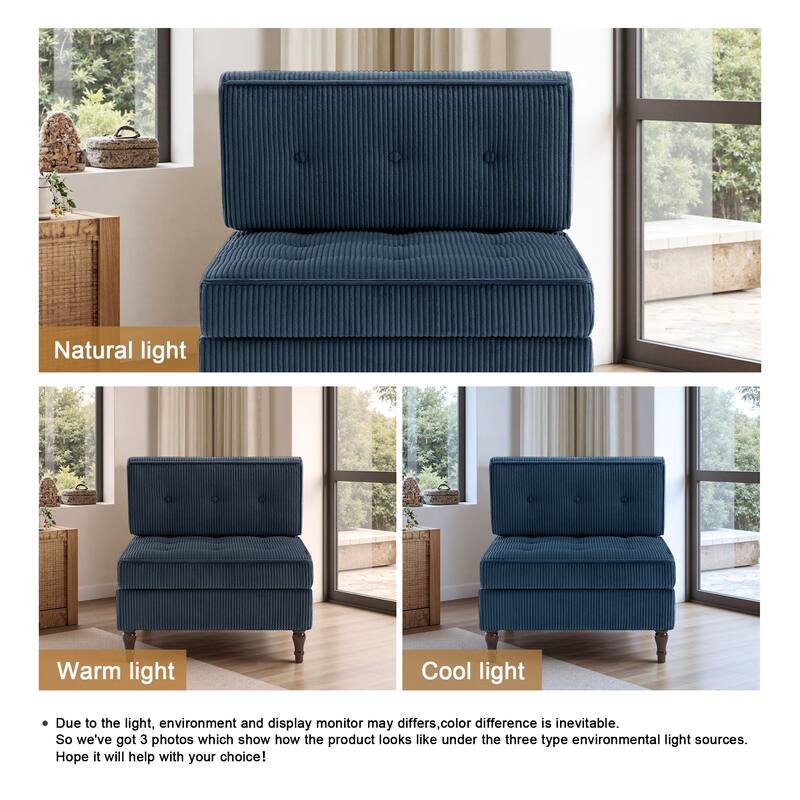 Modular Corduroy Armless Chair Upholstered Lounge Sofa