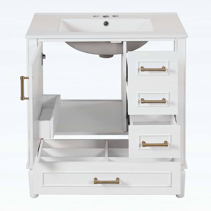 Bathroom Vanity with Ceramic Sink,Soft-Close Door,Multiple Drawers,and Ample Storage for Modern Bathrooms