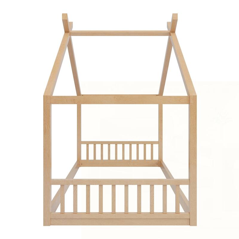Floor Bed Frame with Headboard and Footboard