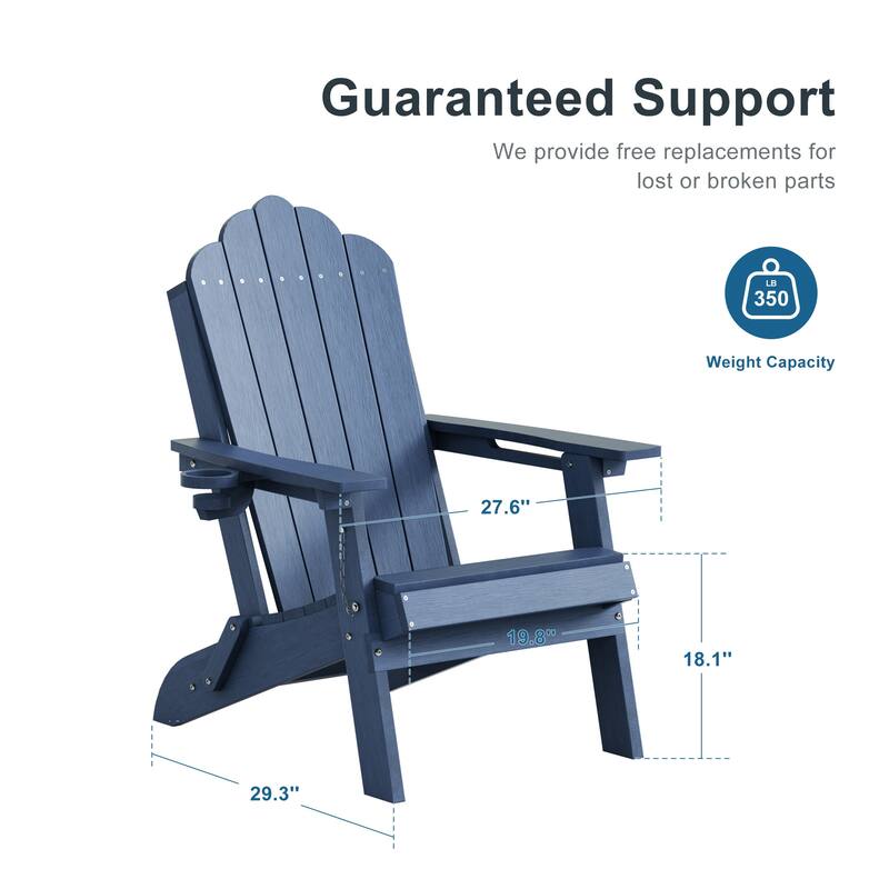 HDPE All-Weather Folding Adirondack Chair with Cup Holder
