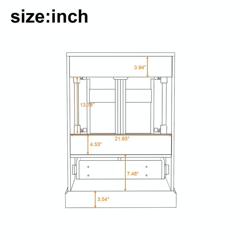 24" Bathroom Vanity with Sink - MDF Cabinet and Solid Wood Frame