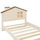 preview thumbnail 10 of 46, Bedroom Solid Wood Platform Bed House-Shaped Headboard Walnut Roof with LED Window Bed Frame Platform No Box Spring Needed