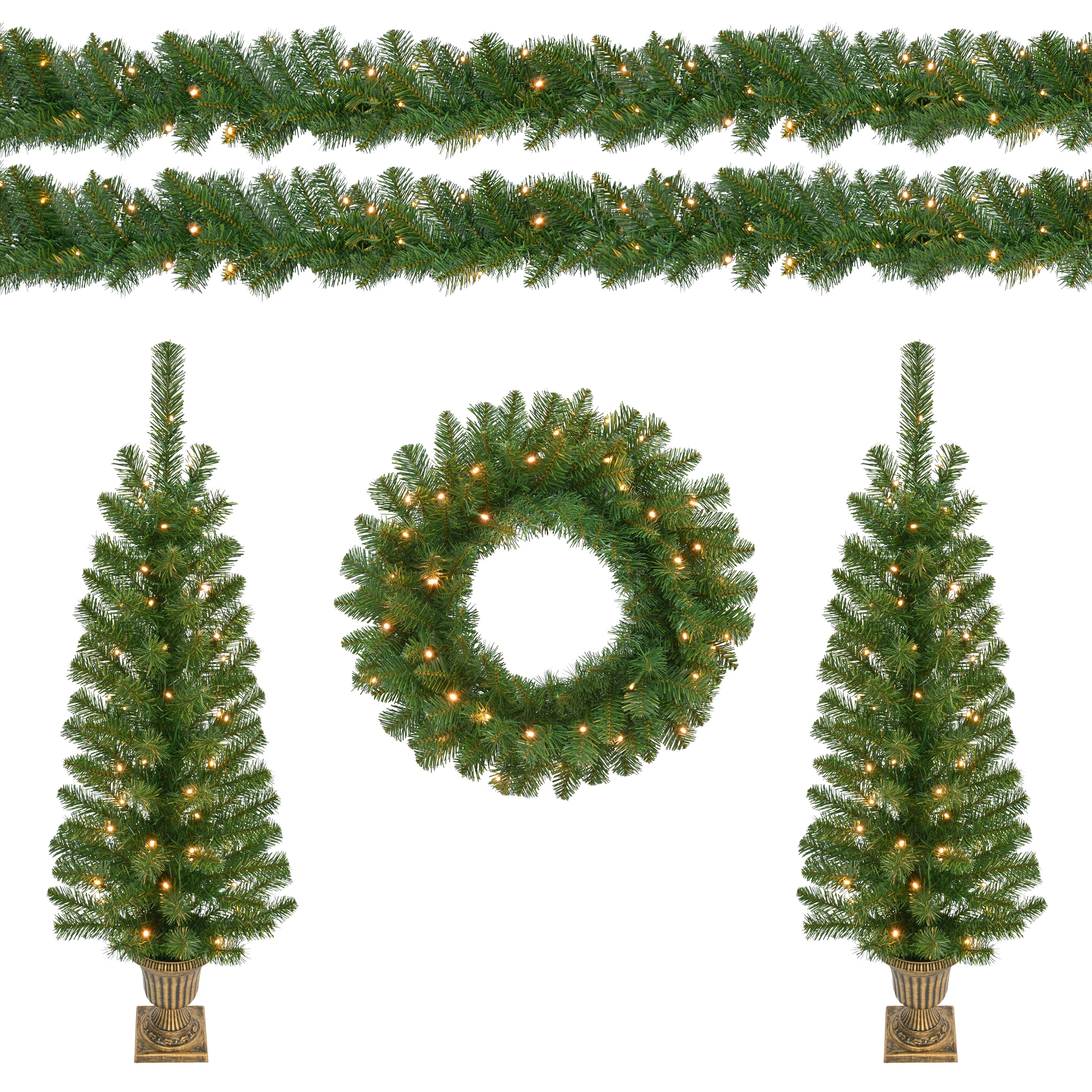 Puleo International 5-Piece Pre-Lit Artificial Christmas Decor Set