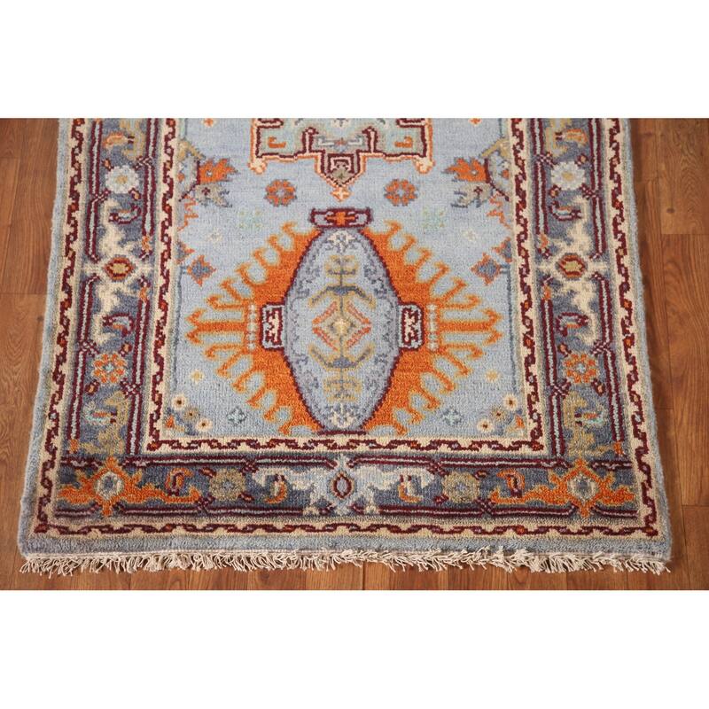 Light Blue Kazak Oriental Accent Rug Wool Carpet - 3'0"x 5'1"