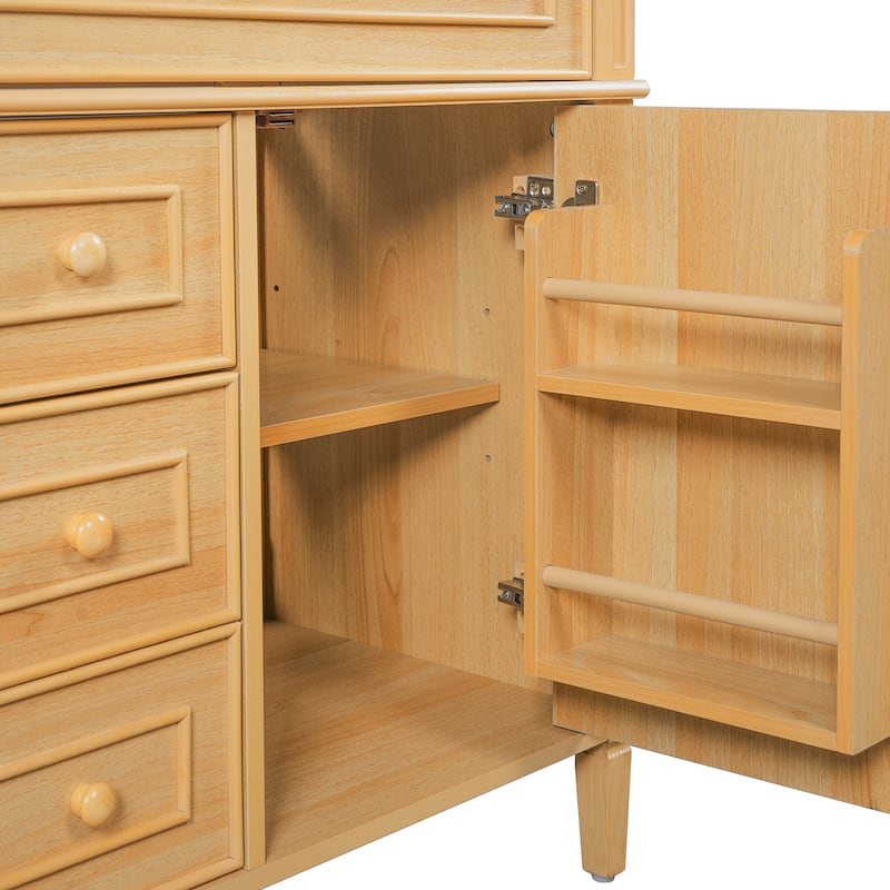 30" Bathroom Vanity with Ceramic Sink, Solid Pine Wood Frame Freestanding Vanity - 30inches