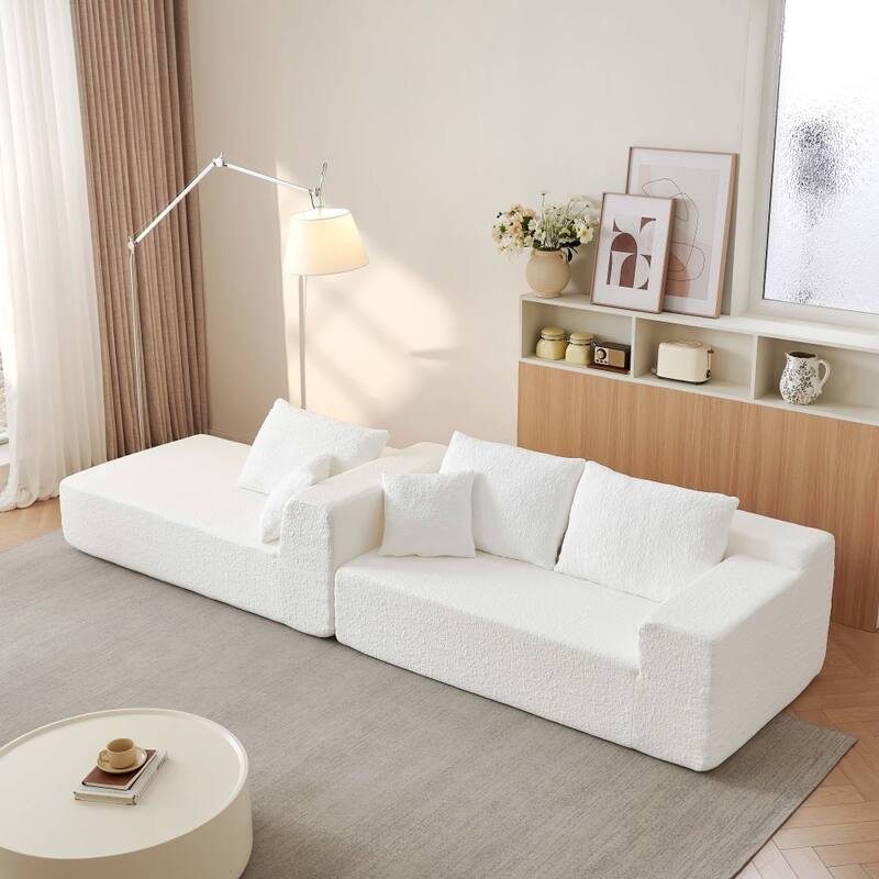 103.54" Modular Chenille Cloud Sectional Sofa with Throw Pillows